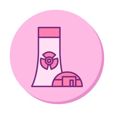 Nükleer enerji santrali ikon vektör illüstrasyon grafik tasarımı                        