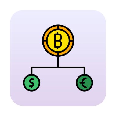 Para birimi yapısını bitcoin, dolar ve avro sembolleriyle böl 