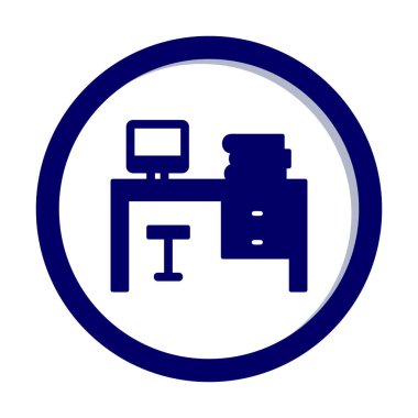 ofis masası simgesi, basit vektör illüstrasyonu