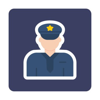 Üniformalı düz simgeli polis memurunun vektör çizimi