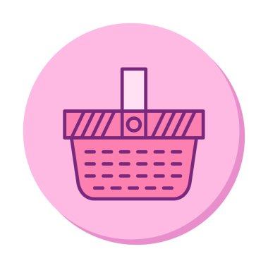 piknik sepeti web simgesi, vektör illüstrasyonu 