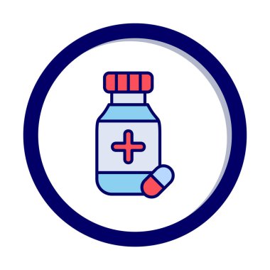 İlaç ikonlu ilaç şişesinin vektör çizimi