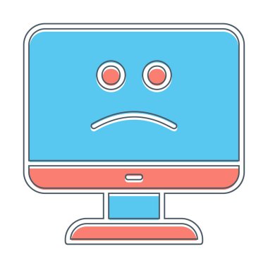 Bilgisayar simgesi üzerindeki mavi ekran, hata sembolü, illüstrasyon tasarımı, vektör grafiği 