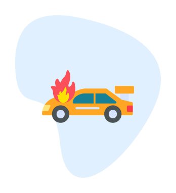 Yanan Araba ikon vektör illüstrasyonuName