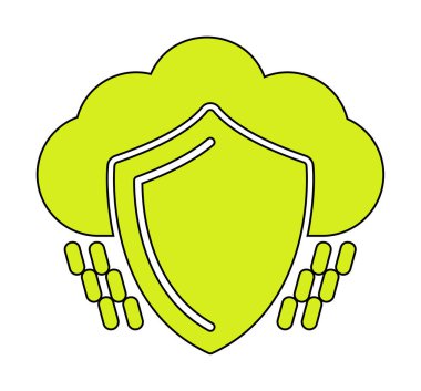 bulut güvenliği düz simgesi, vektör illüstrasyonu