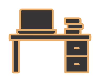 kitap simgesi, vektör illüstrasyonlu ofis masası