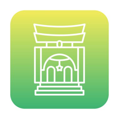 Basit antik Asya Tapınağı simgesi, vektör illüstrasyonu