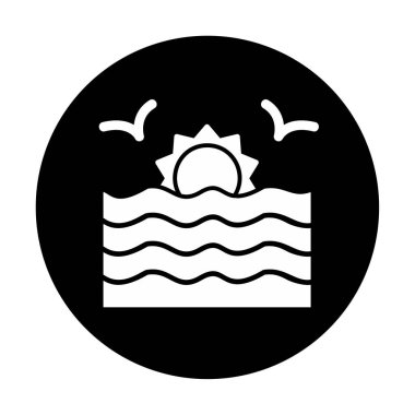 Basit düz gün batımı ve deniz vektörü 