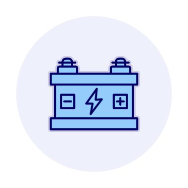 Araba aküsü simgesi. Ağ için Kataloglayıcı imza vektör simgesinin düz çizimi.