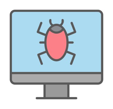 Basit Bilgisayar Virüsü simgesi, vektör illüstrasyonu