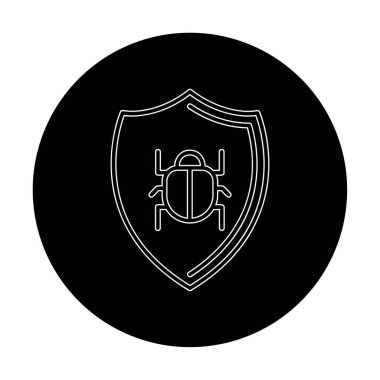 Antivirüs kalkan koruma simgesi vektör illüstrasyonu 