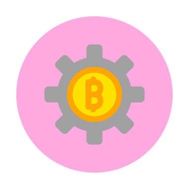 Bitcoin dişli çizgisi simgesi, vektör illüstrasyonu 