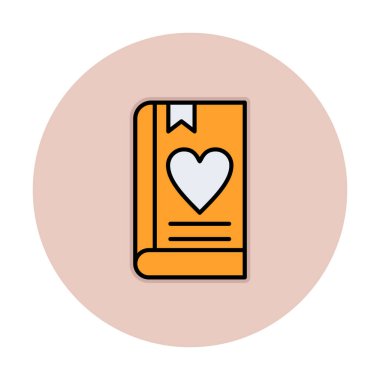 Yer imi simgesi olan aşk kitabı, basit vektör illüstrasyonu 