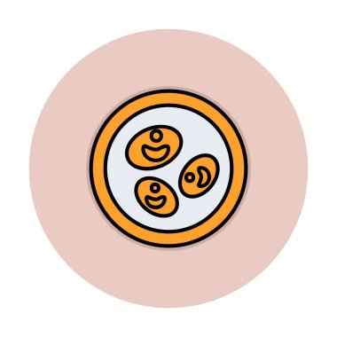 Bakteri petri kabı ve bakteri vektör simgesi 