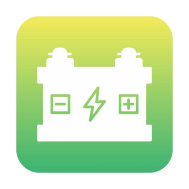 Araba aküsü simgesi. Ağ için Kataloglayıcı imza vektör simgesinin düz çizimi.