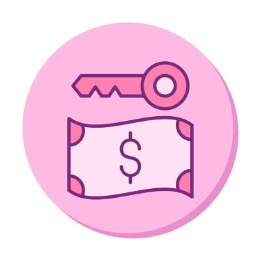 Dolar para birimi ve anahtar simgesi, Fidye yazılımı konsepti, vektör illüstrasyonu  