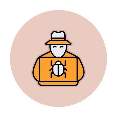 Basit Bilgisayar Hacker simgesi, vektör illüstrasyonu