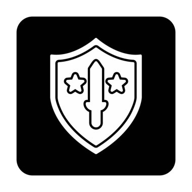 Kılıç vektör ağ simgesine sahip Askeri Kalkan, vektör illüstrasyonu 