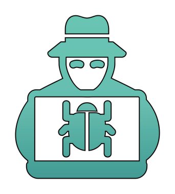 Basit Bilgisayar Hacker simgesi, vektör illüstrasyonu