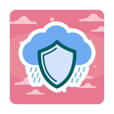 bulut güvenliği düz simgesi, vektör illüstrasyonu