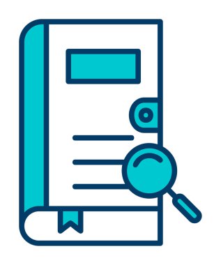 Büyüteç vektör çizimi olan bir kitap. Arama Kitabı kavramı                  