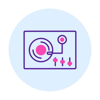 Basit vinil oynatıcı Turntable simgesi, vektör illüstrasyonu