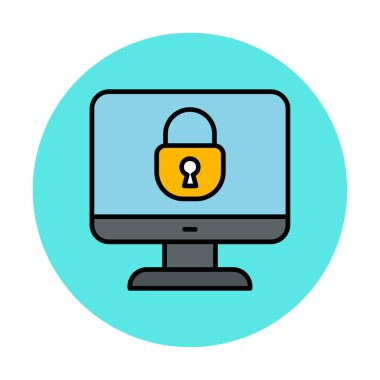 Basit Bilgisayar monitörü Ekran simgesi, vektör illüstrasyonunu kilitle