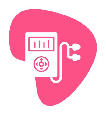 Kulaklık simgesi, vektör illüstrasyonlu Mp3 oynatıcı