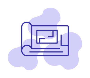 harita düz simgesi, vektör illüstrasyonu