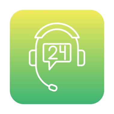 Basit 24 Saat Telefon Desteği simgesi, vektör illüstrasyonu