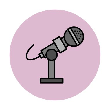 mikrofon simgesi uzun mavi arkaplanda izole edildi.