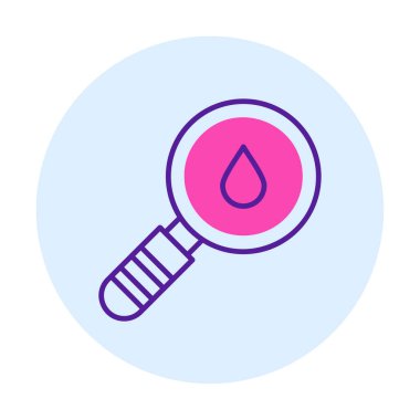 Loupe ikonu. Büyüteçteki su damlasının vektör çizimi