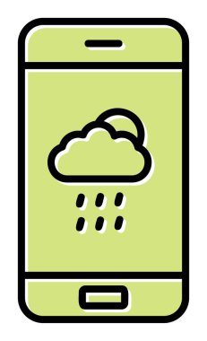 Akıllı telefon web simgesi üzerindeki hava durumu uygulaması, vektör illüstrasyonu 