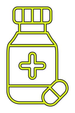 İlaç ikonlu ilaç şişesinin vektör çizimi