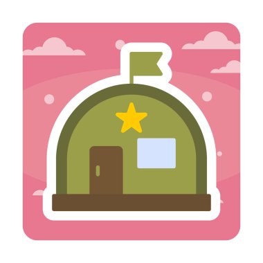 Basit Askeri Depo simgesi, vektör illüstrasyonu