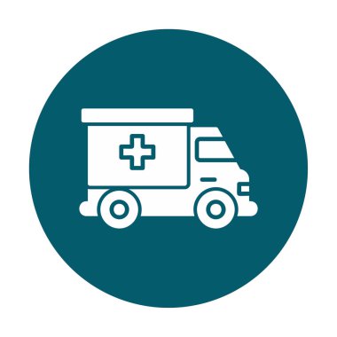ambulans araba simgesi, renk vektörü çizimi
