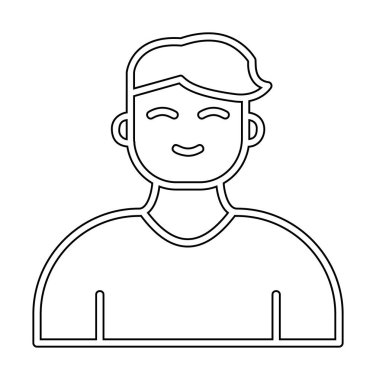 Saç stili vektör çizimi olan genç erkek avatar. 