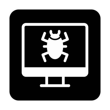 Basit Bilgisayar Virüsü simgesi, vektör illüstrasyonu