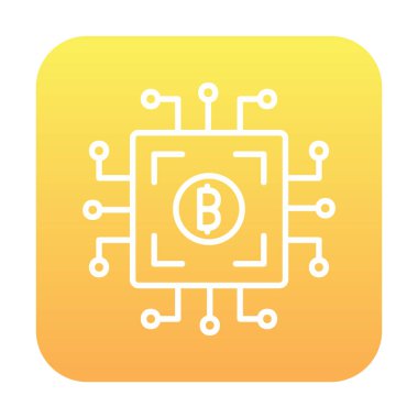  Bitcoin dijital para birimi ve Cpu ikon vektör illüstrasyonu  