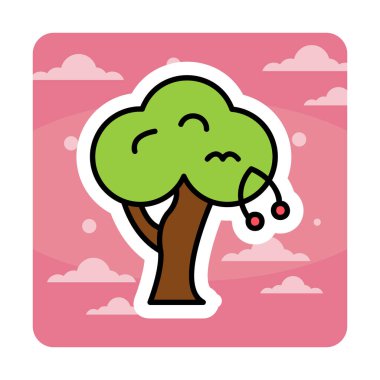 Kiraz ağacı web simgesi vektör illüstrasyonu