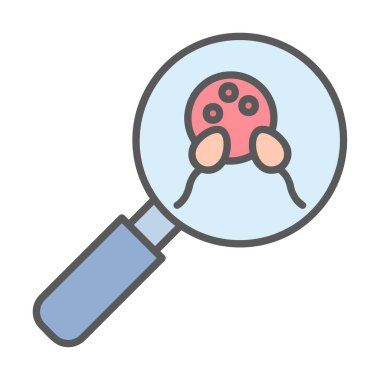 Büyüteç cam simgesi, vektör illüstrasyonlu bakteri denetimi  