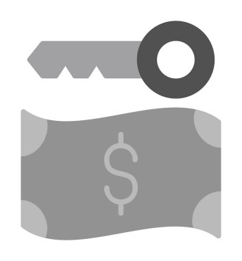 Dolar para birimi ve anahtar simgesi, Fidye yazılımı konsepti, vektör illüstrasyonu  