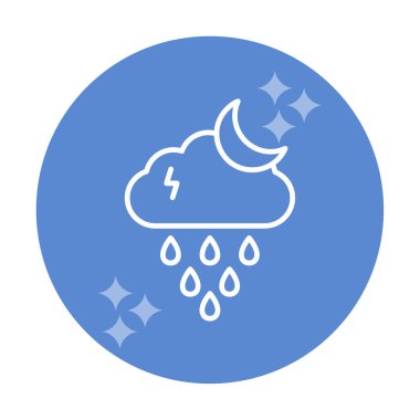 Gece yağmuru bulutu ve ay, vektör illüstrasyonu  