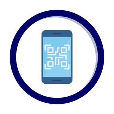 Akıllı Telefon Ekran Web simgesi Qr Kodu, vektör illüstrasyonu 