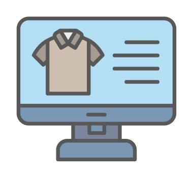 Basit Kumaş Çevrimiçi Alışveriş simgesi, vektör illüstrasyonu