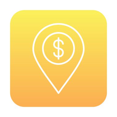 Dolar konumu simgesi, vektör illüstrasyonu