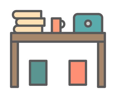 ofis masası simgesi, basit vektör illüstrasyonu