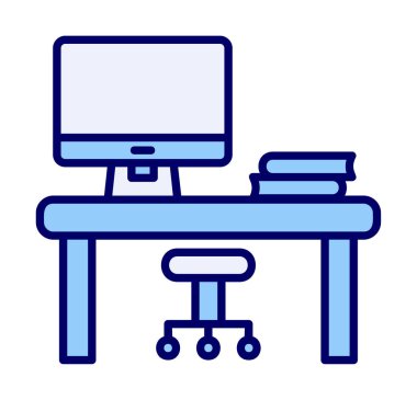 ofis masası simgesi, basit vektör illüstrasyonu