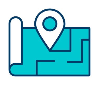 Konum iğnesi, vektör illüstrasyonlu harita simgesi