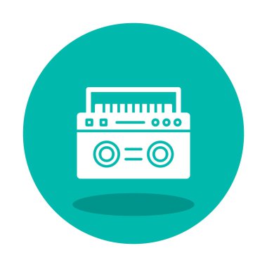  Boombox düz simgesi, vektör çizimi